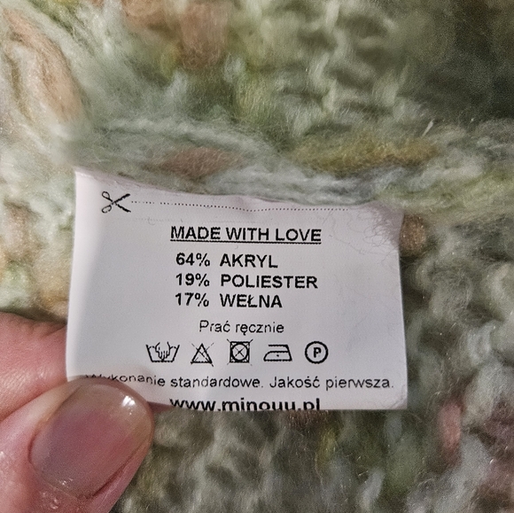 NEW  Cable Knit Cardigan Size M Mint Color Multicolor Pastel Colors Wool Baggy - Picture 12 of 12